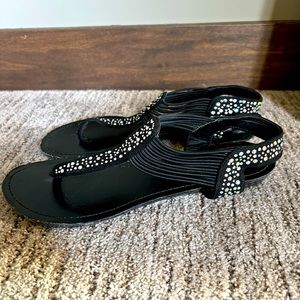 Madden Black Bling Strappy Sandals